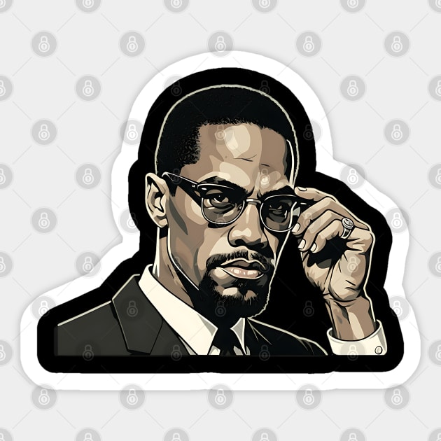 Malcolm X Portrait Sticker by UrbanLifeApparel